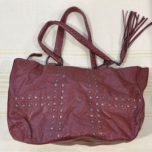 Elegant Brown Studded Shoulder Bag